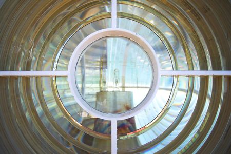 The lens of the Slangkop Lighthouse at Kommetjie, Western Cape. The Tallest Lighthouse in South Africa - Shallow DOFの写真素材