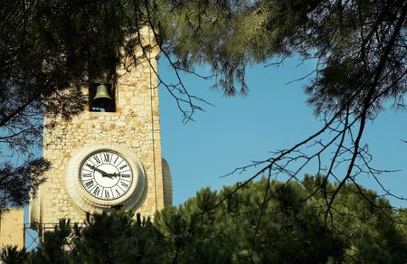 Clock tower on the La Tour Du Suquet in Cannesの写真素材