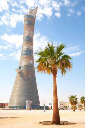 Outside Khalifa sports stadium in Doha, Qatar, Middle East, where the 2006 Asian games were hosted...
