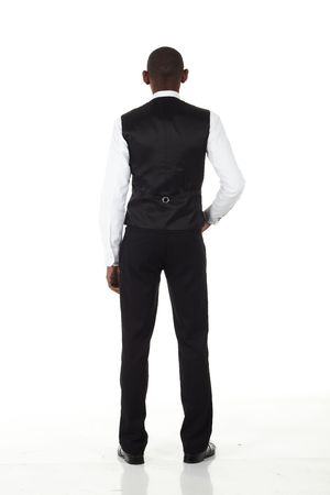 Young black african businessman in a formal suite and on a white background shot from behind - NOT ISOLATEDの写真素材