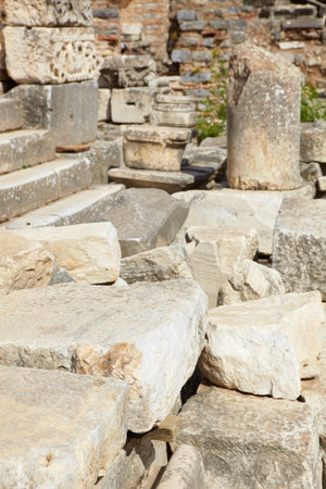 Ruins of the Fountain of Traian in the city of Ephesus in modern day Turkey