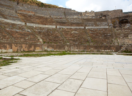The remains of the large Amphitheater (Coliseum) in the city of Ephesus in modern day Turkey