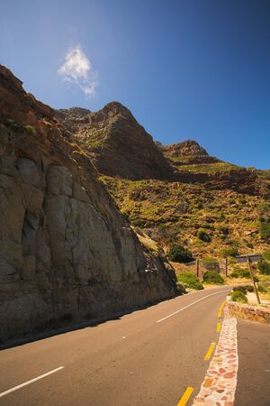 The dangerous winding road on Chapmans Peak, South Africaの写真素材