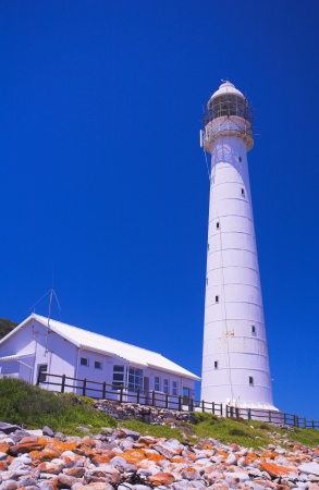 The Historical Slangkop Lighthouse at Kommetjie in the Western Cape, South Africaの写真素材