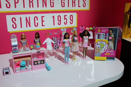 New York City, New York USA - February 18, 2019: Toy Fair New York Barbie Dolls on displayのeditorial素材