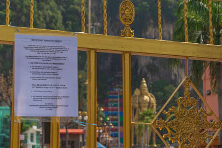 Announcement of The 2020's Malaysia Movement Control Order of batu cave selangor malaysia...the image taken on 31st march 2020のeditorial素材