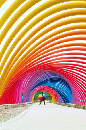 the colorful rainbow walkway of Elimina Valley Park ,Shah Alam Selangor..picture are taken at 5th march 2020のeditorial素材