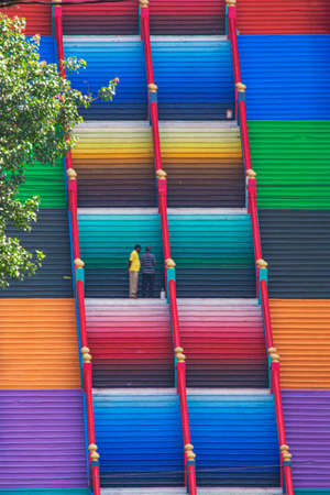 colorful staircase of batu caves selangor, malaysiaのeditorial素材
