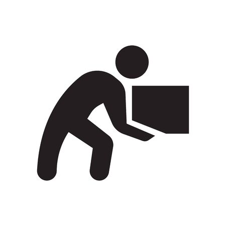 Vector icon of person lifting crates or boxesのイラスト素材