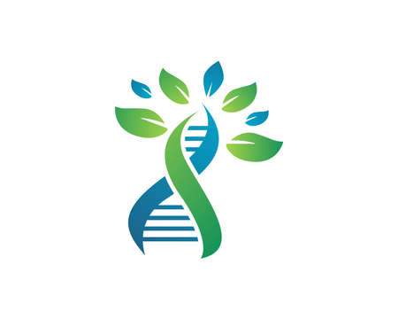 Abstract biotechnology leaf DNA logo design. green energy, medicine, science, technology, laboratory, electronics logotype vector icon.のイラスト素材