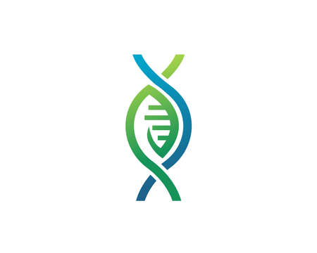 Abstract biotechnology leaf DNA logo design. green energy, medicine, science, technology, laboratory, electronics logotype vector icon.のイラスト素材