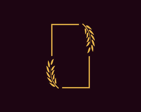 Line art and rice logo template suitable for businesses and product names. This stylish logo design could be used for different purposes for a company, product, service or for all your ideas.のイラスト素材