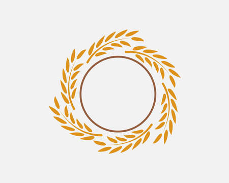 Rice and wheat logo template suitable for businesses and product names. This stylish logo design could be used for different purposes for a company, product, service or for all your ideas.のイラスト素材