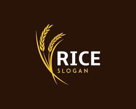 Rice and wheat logo template suitable for businesses and product names. This stylish logo design could be used for different purposes for a company, product, service or for all your ideas.のイラスト素材