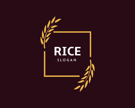 Line art and rice logo template suitable for businesses and product names. This stylish logo design could be used for different purposes for a company, product, service or for all your ideas.のイラスト素材