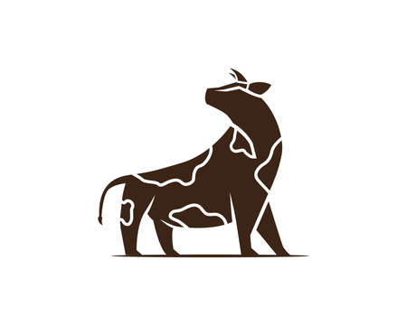 Cow logo template suitable for businesses and product names. This stylish logo design could be used for different purposes for a company, product, service or for all your ideas.のイラスト素材