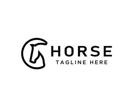 Vector linear icons and logo design elements - horse vectorのイラスト素材