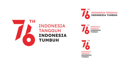 Anniversary Logo of Republic of Indonesia Independence. 76 Years of Independence of Republic of...