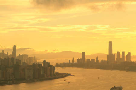 Sunset of haong kongの写真素材
