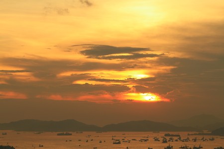 Sunset over oceanの写真素材