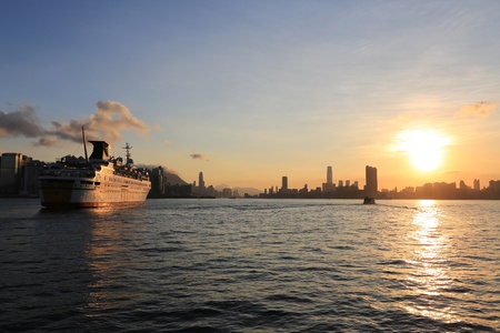 sunset of cityの写真素材