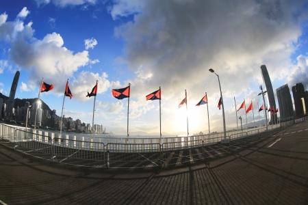 china and hong kong flagの写真素材