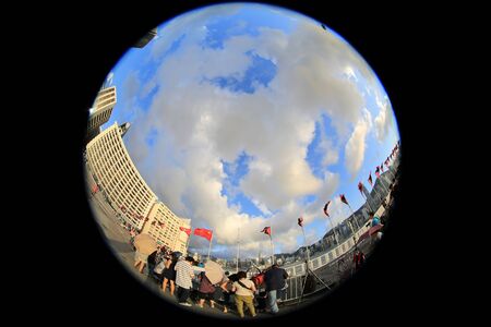china and hong kong flagのeditorial素材