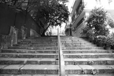 black and white walkwayの写真素材