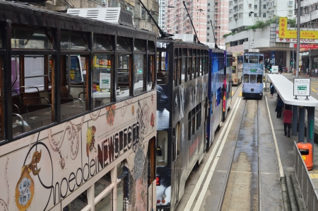 tram view of north point, hong kongのeditorial素材