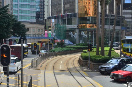 tram view of Causeway Bay, hong kongのeditorial素材