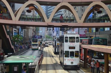 tram view of Causeway Bay, hong kongのeditorial素材