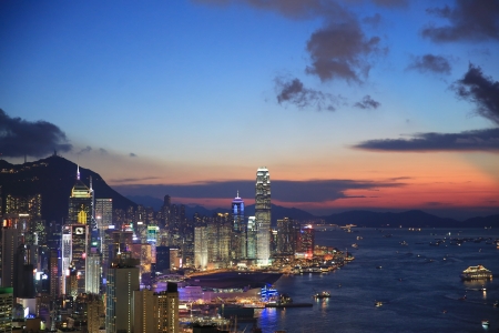 Hong Kong Night at the peak Braemar Hillのeditorial素材