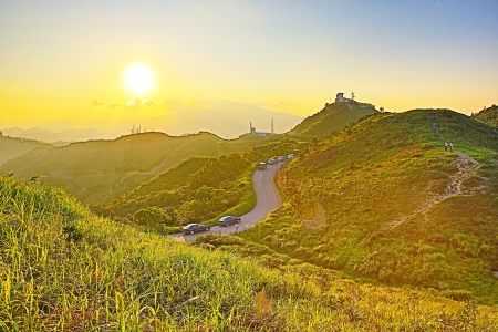 Kowloon Peak or Fei Ngor Shan sunset view at hong kongの写真素材