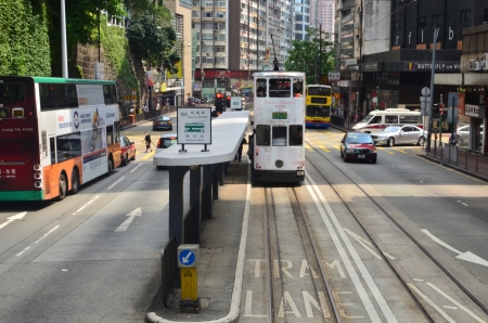 tram view of Causeway Bay, hong kongのeditorial素材