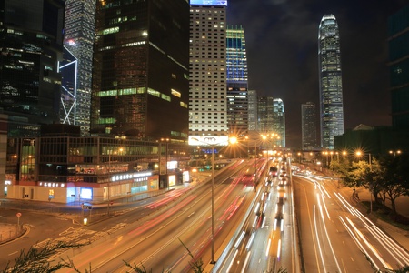 bulding at night , hong kongのeditorial素材