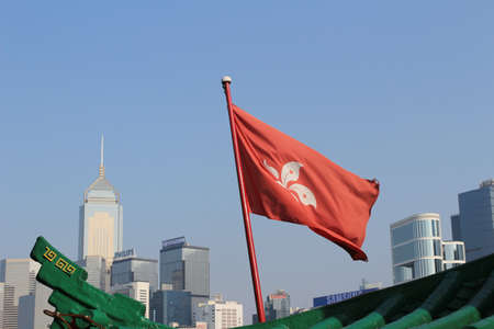 hong kong flagの写真素材