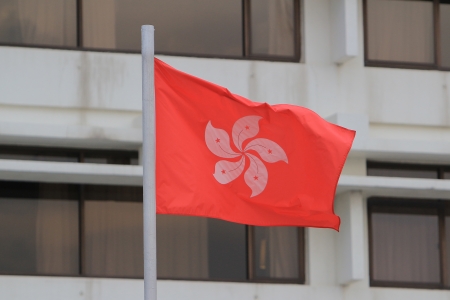 china and hong kong flagの写真素材