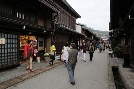 Beautiful and Traditional Street  Takayama, Japanのeditorial素材