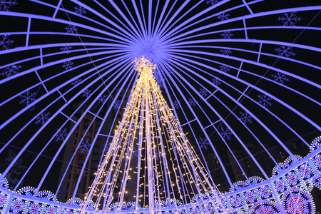 Christmas lighting at hong kongの写真素材