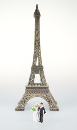 Wedding figures with eiffel towerの写真素材