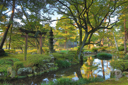 Kasumiga-ike Pond Kenrokuen Kana zawaのeditorial素材