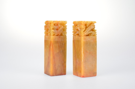 Chinese stone stamp isolatedの写真素材