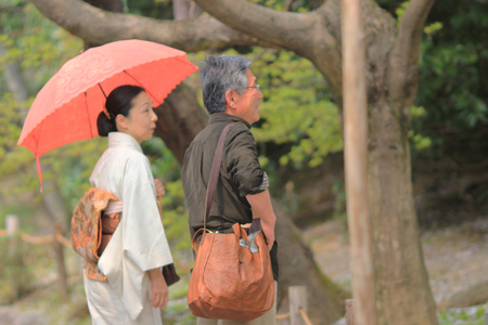 Unidentified Japanese people dress Kimono to Hanami, enjoy of cherry blossom, partyのeditorial素材