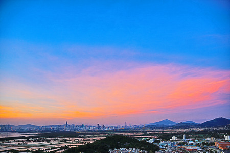 Tin Shui Wai district at night, Hong Kong  It is one of the newest district in Hong Kong の写真素材