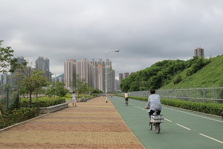  City bike lane at tseung kwan O, hong kongのeditorial素材