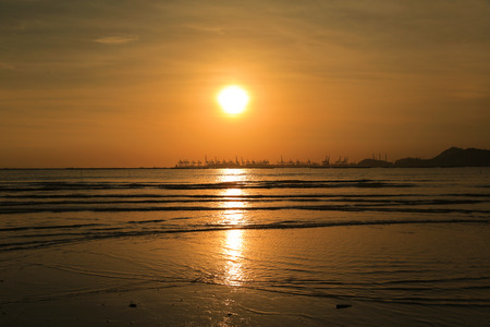 Beautiful sunset above the sea  at Ha Pak Nai 