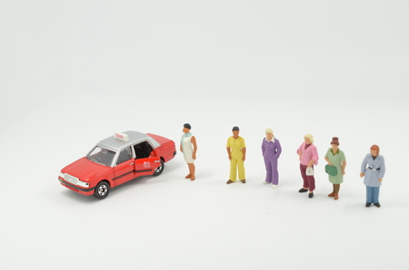small figure with taxiの写真素材