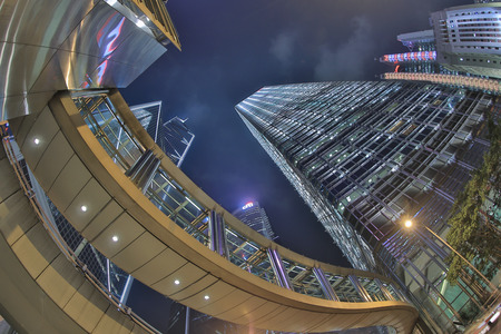 central at night , hong kong