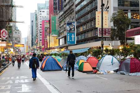 Umbrella Revolution in Mong Kokのeditorial素材