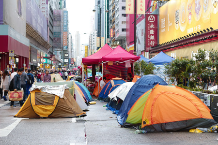 Umbrella Revolution in Mong Kokのeditorial素材